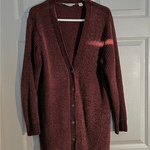 AFF Deep Red Women's Cardigan Sweater